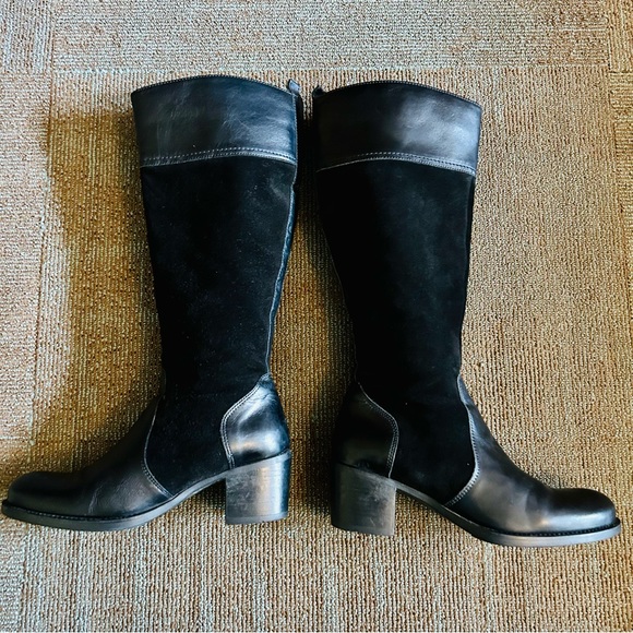 La Canadienne Black Suede Passion Equestrian Knee High Waterproof Boots, size 8M - Picture 4 of 12